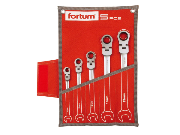 Fortum 4720201 klíče ráčnové očkoploché, s kloubem, sada 5ks