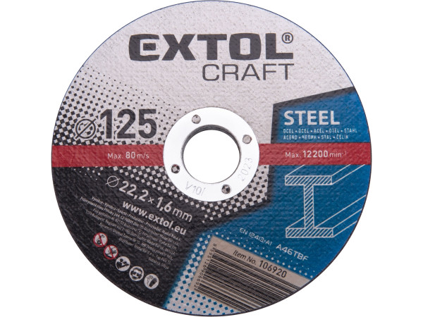 Extol Craft 106920 kotouče řezné na kov 125x1,6x22,2 mm, 5ks