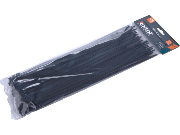 Extol Premium 8856162 pásky stahovací černé, 300x4,8mm, 100ks, nylon