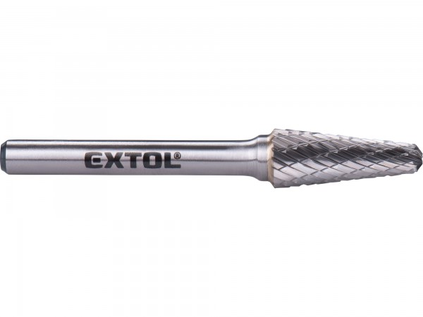 Extol Industrial 8703784 fréza karbidová, konická 14° zakulacená, pr.10x25mm/stopka 6mm,sek střední (double-cut)