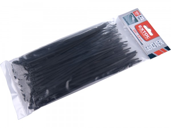 Extol Premium 8856232 pásky stahovací na kabely EXTRA, černé, 200x3,6mm, 100ks, nylon PA66